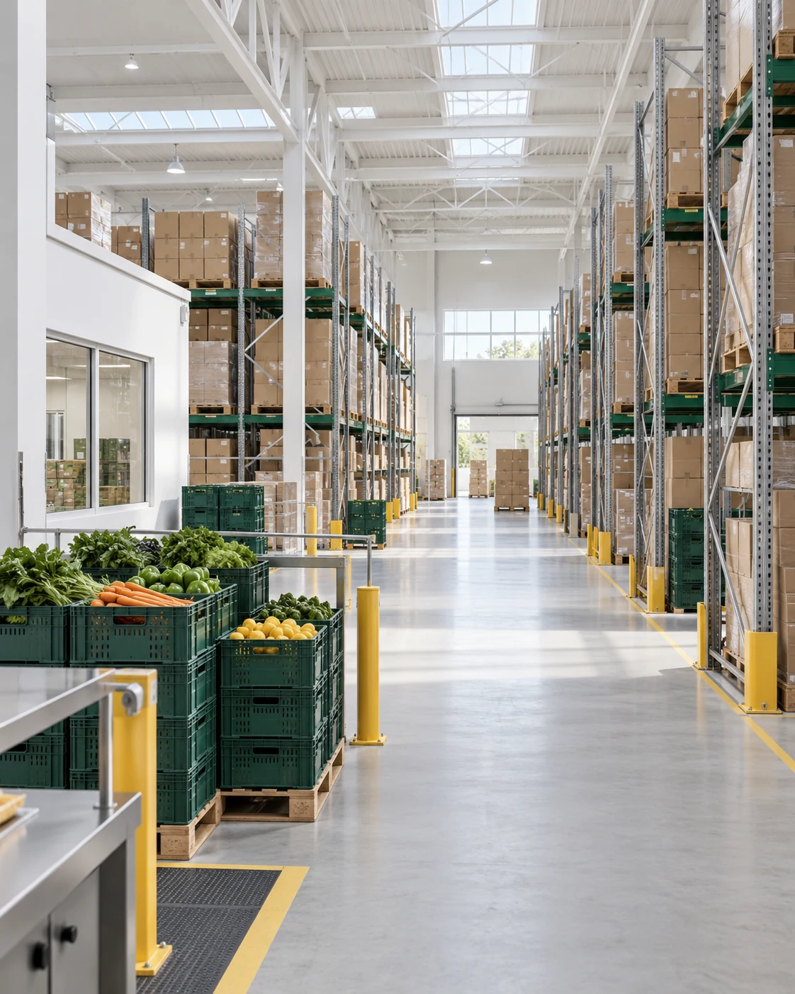 Illustrative AI-generated food distribution warehouse concept